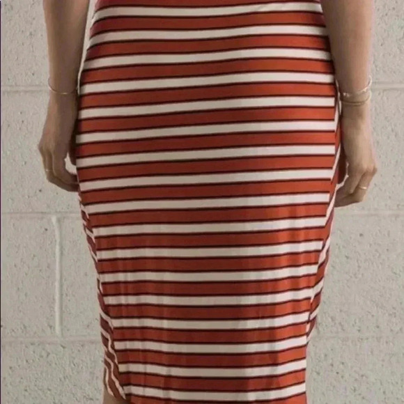 🆕Rust & White Stripe Knot-Front Pencil Skirt L🆕 - Picture 5 of 11